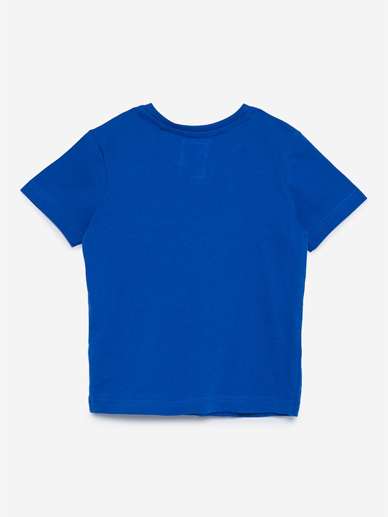 HOP Kids Blue Text Print T-Shirt