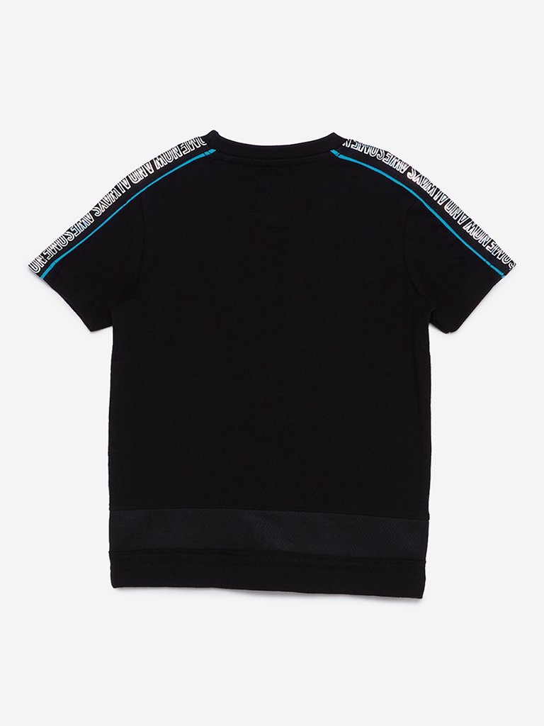 HOP Kids Black Holographic Text Print T-Shirt