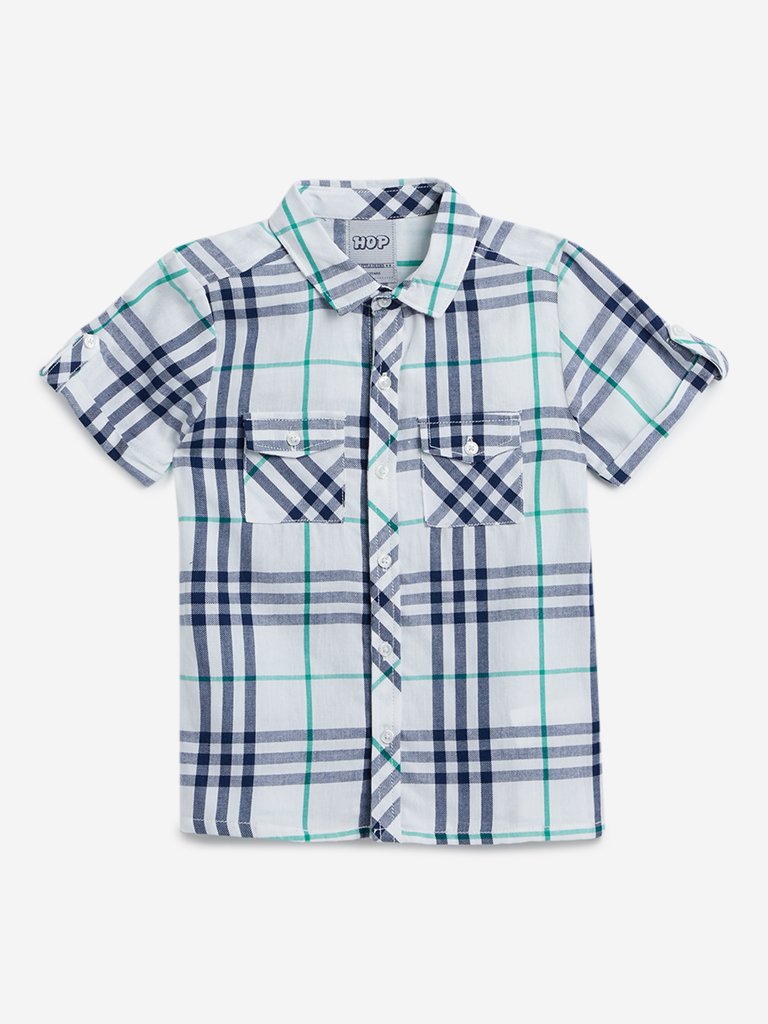HOP Kids White Checkered Shirt