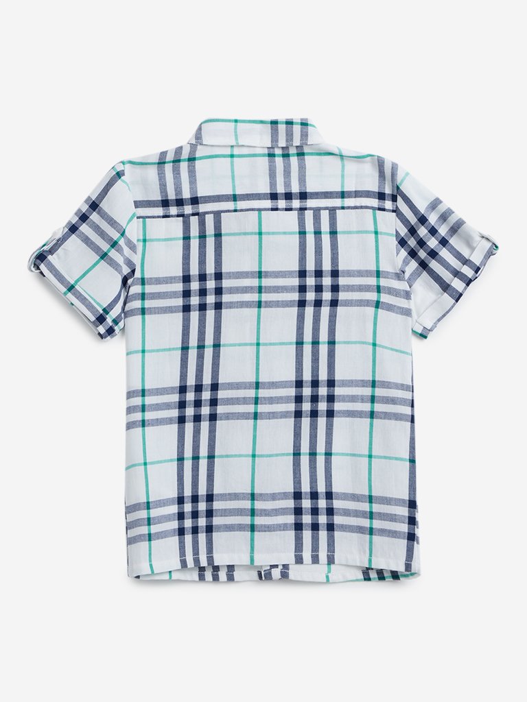HOP Kids White Checkered Shirt