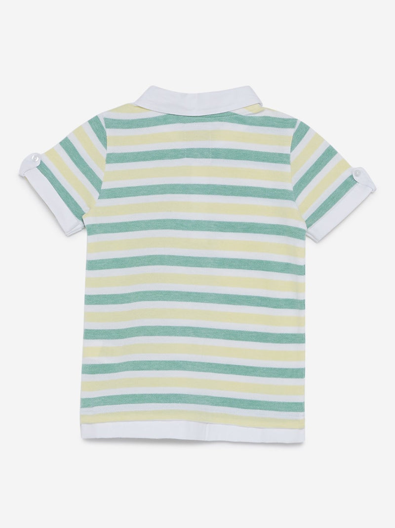 HOP Kids Yellow Striped Polo T-Shirt