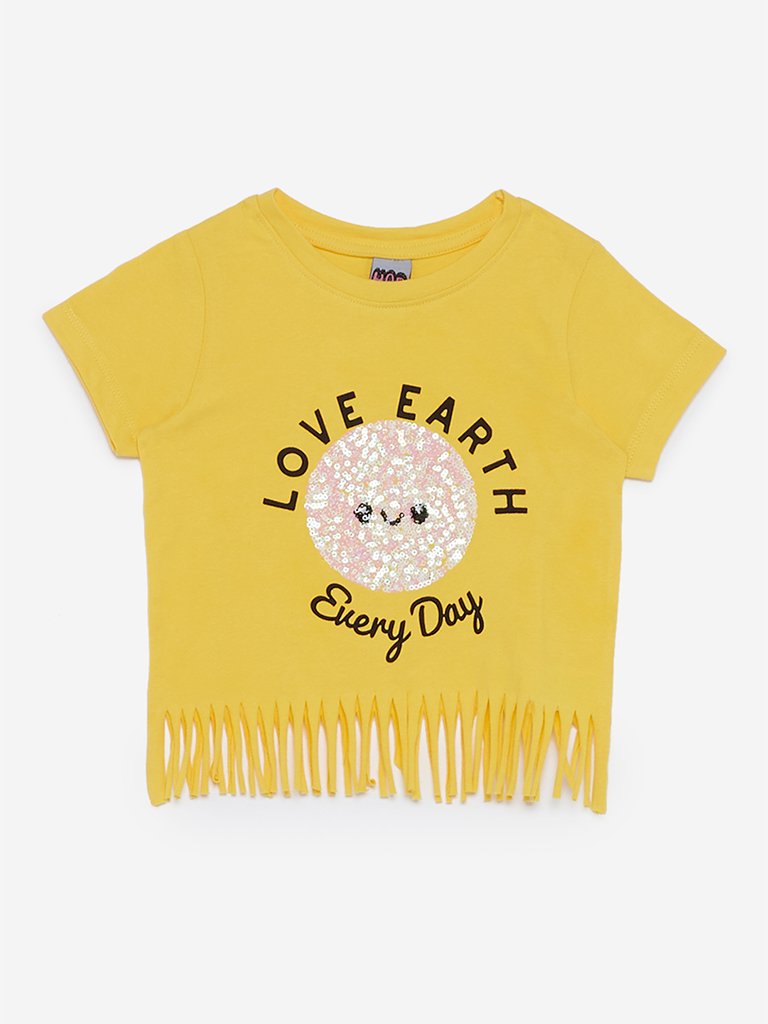 HOP Kids Yellow Sequinned Frida T-Shirt