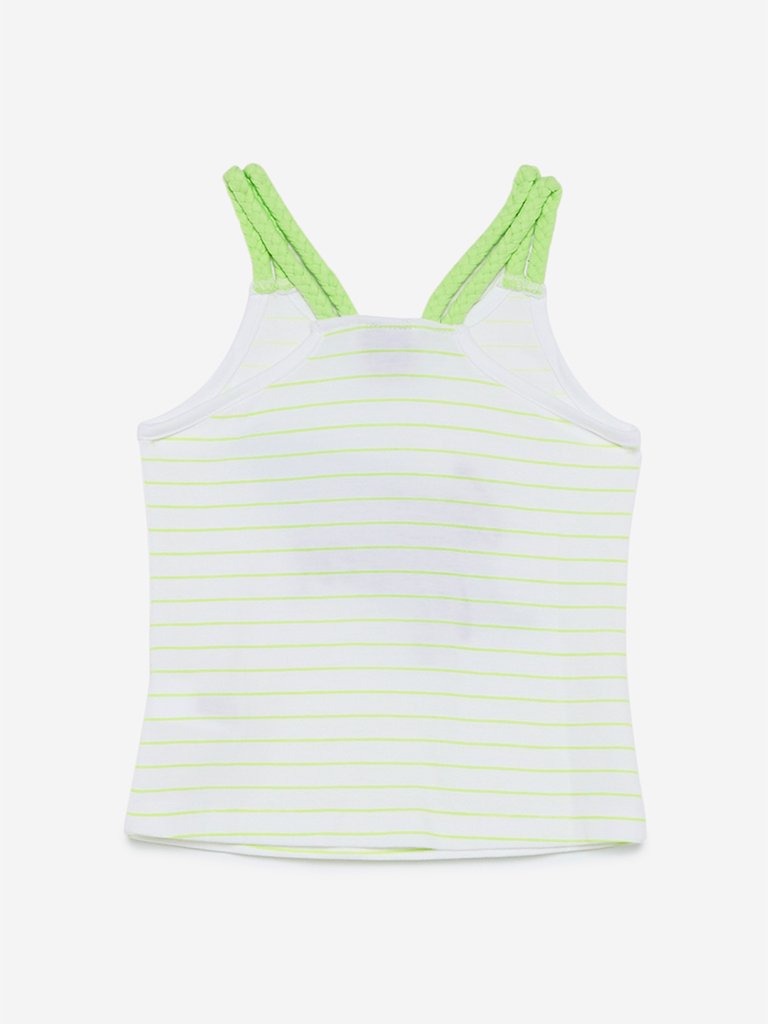 HOP Kids Neon Green Sequin Striped Top