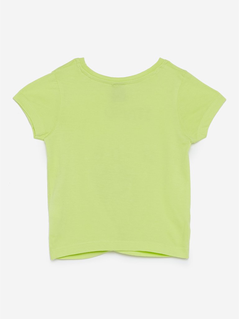 HOP Kids Lime Green Text Pattern T-Shirt
