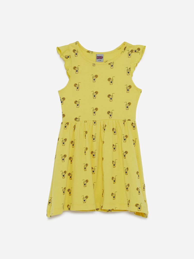 HOP Kids Yellow Lemonade Print Dress