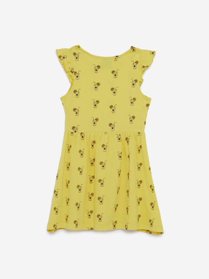HOP Kids Yellow Lemonade Print Dress