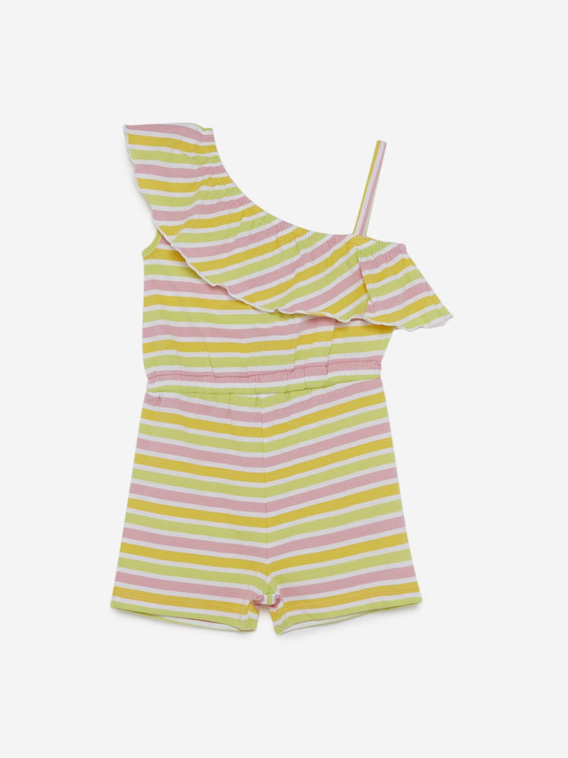 HOP Kids Multicolour Striped Sangria Jumpsuit