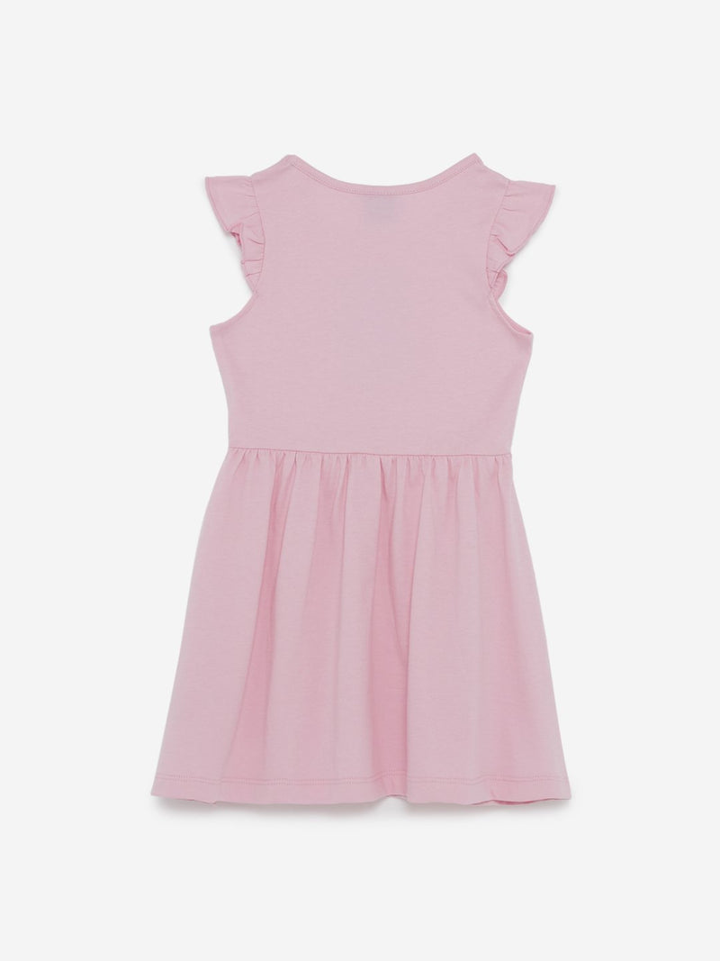 HOP Kids Light Pink Unicorn-Detailed Dress