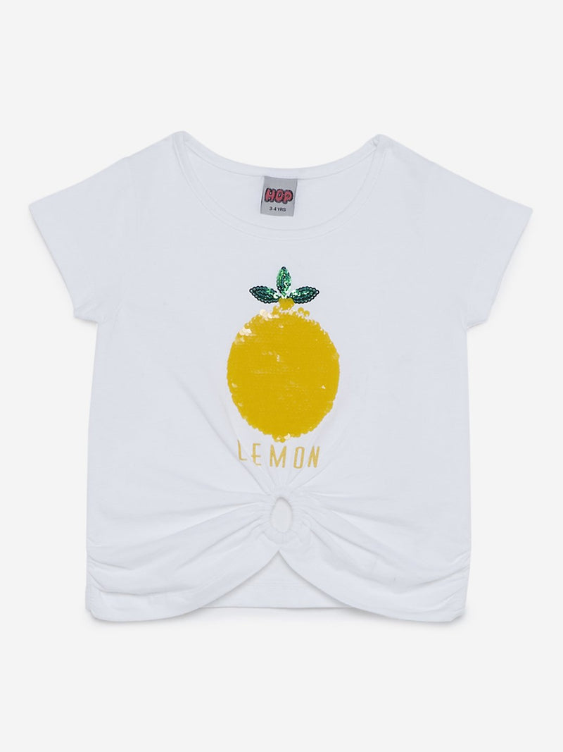 HOP Kids White Reversible Sequin Lemon T-Shirt