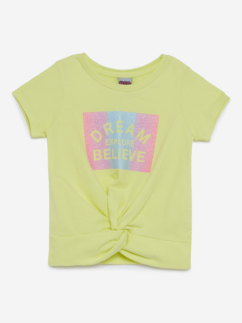 HOP Kids Lime Text Print Jess Top