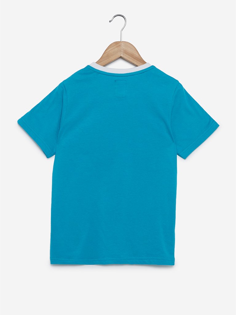 Y&F Kids Turquoise Holographic Pattern T-Shirt