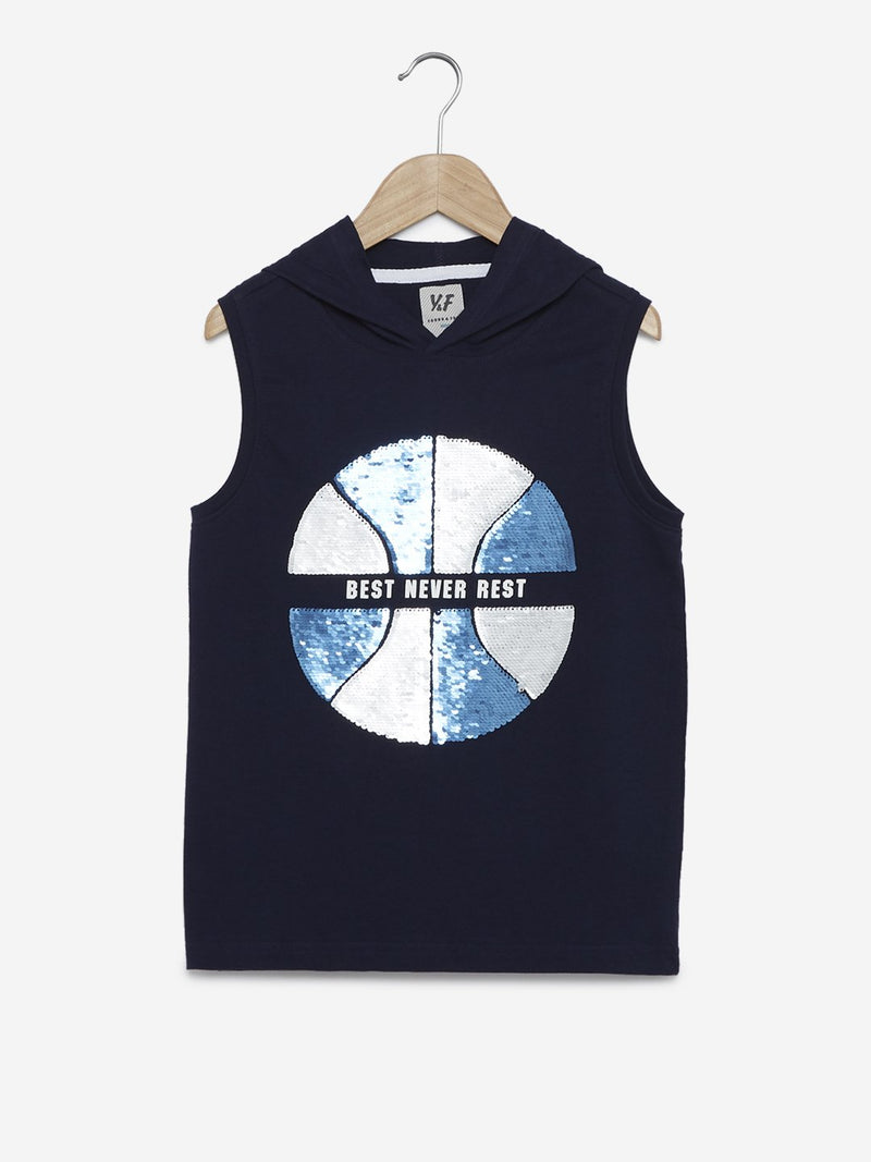 Y&F Kids Navy Hooded Tank T-Shirt