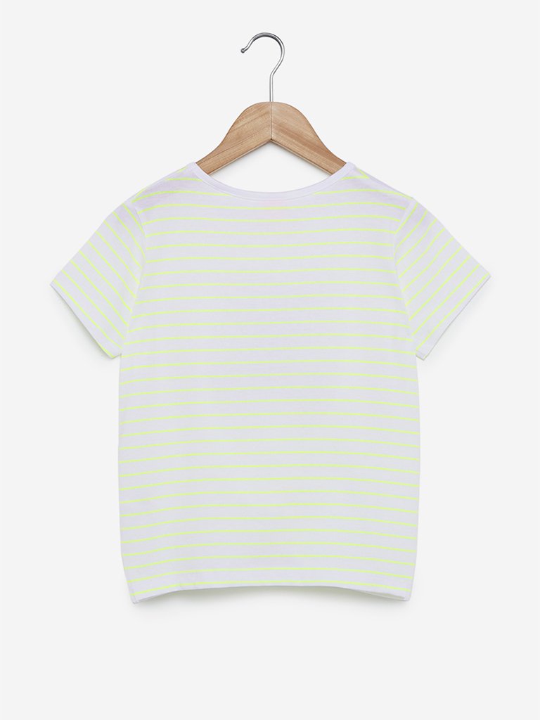 Y&F Kids Neon Green Striped T-Shirt