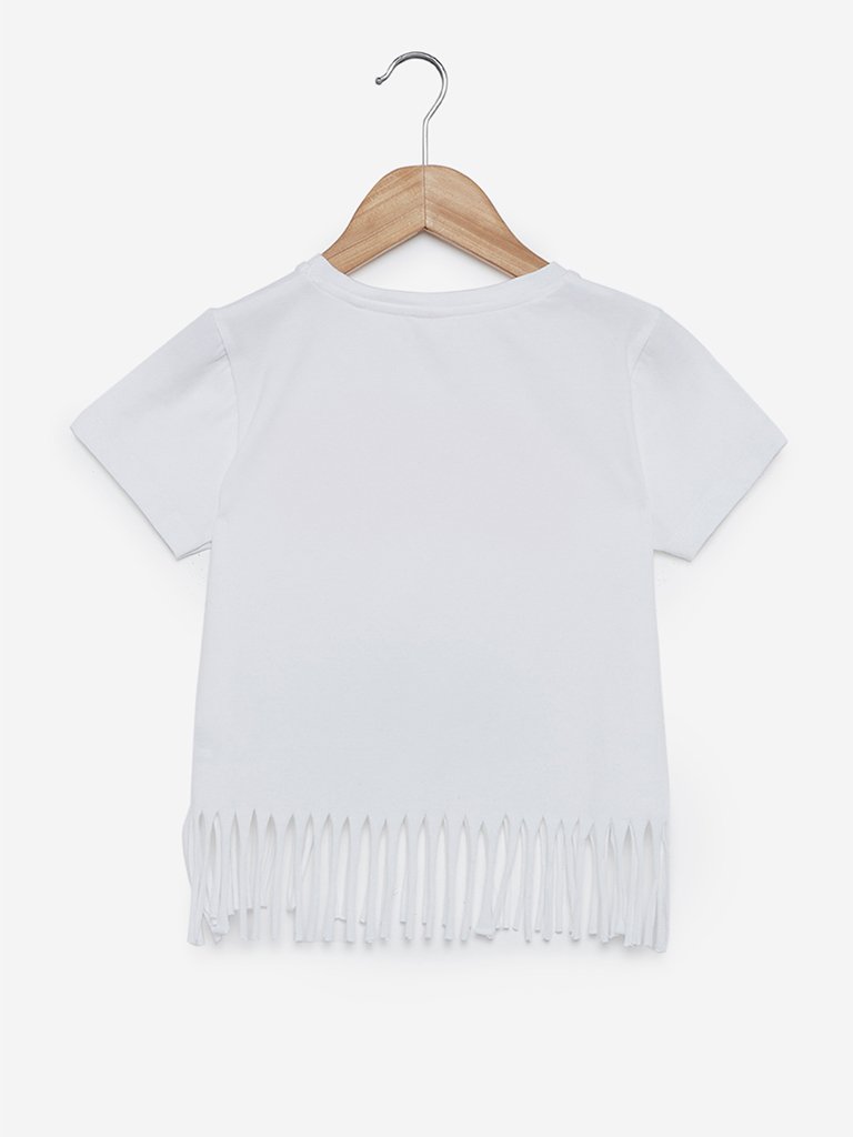 Y&F Kids White Sequinned Frida Top