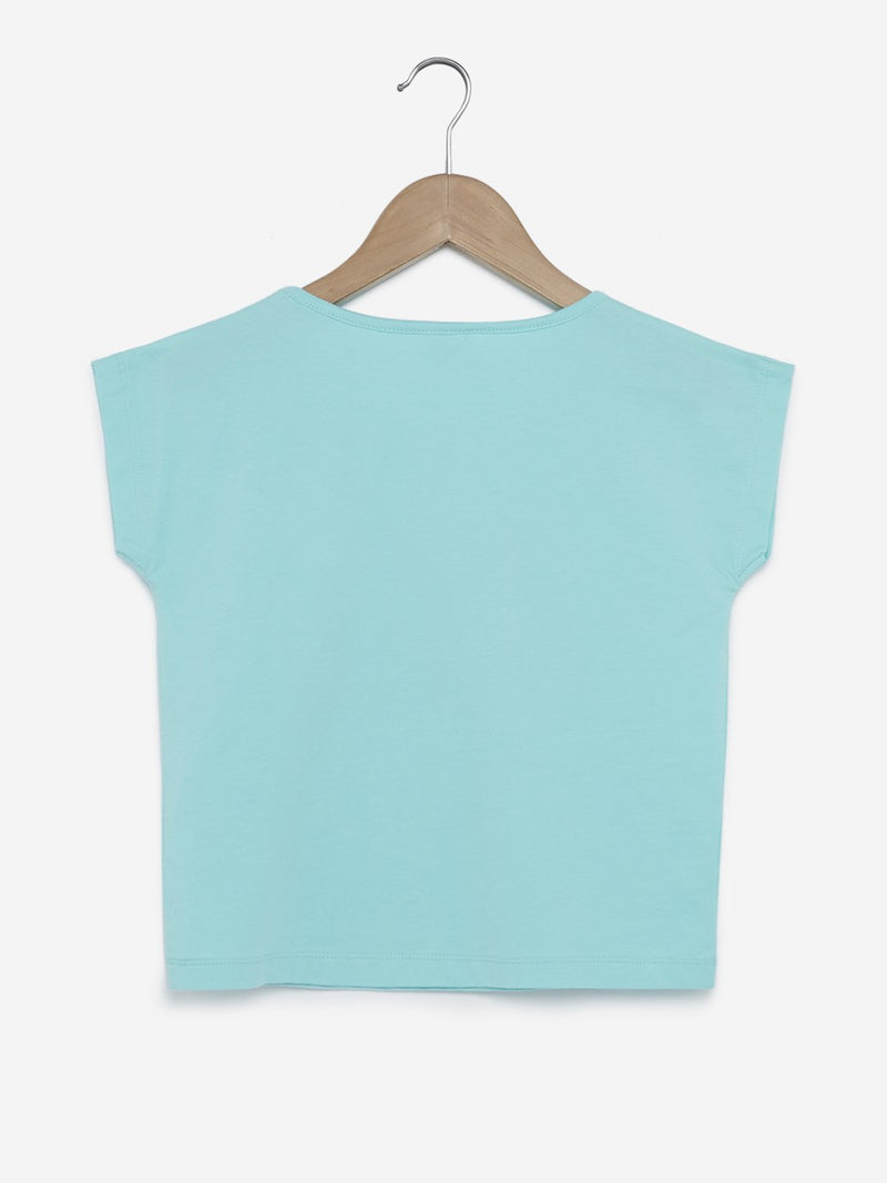 Y&F Kids Aqua Sequinned T-Shirt
