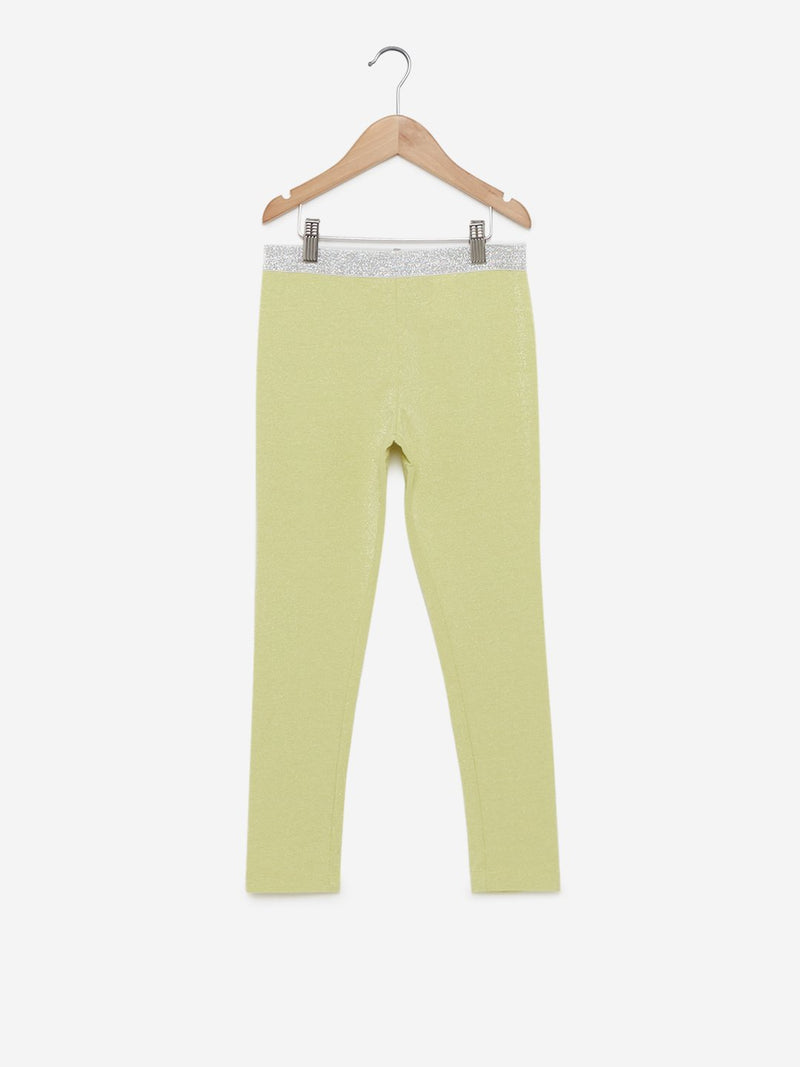 Y&F Kids Lime Green Striped Leggings