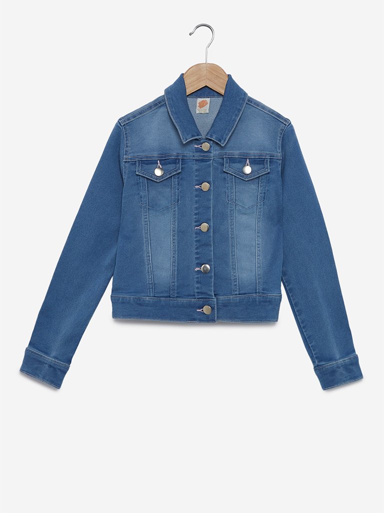 Y&F Kids Blue Floral Pattern Jacket