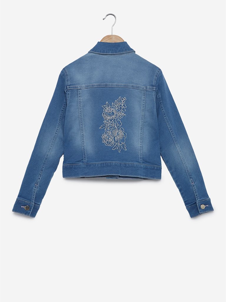 Y&F Kids Blue Floral Pattern Jacket