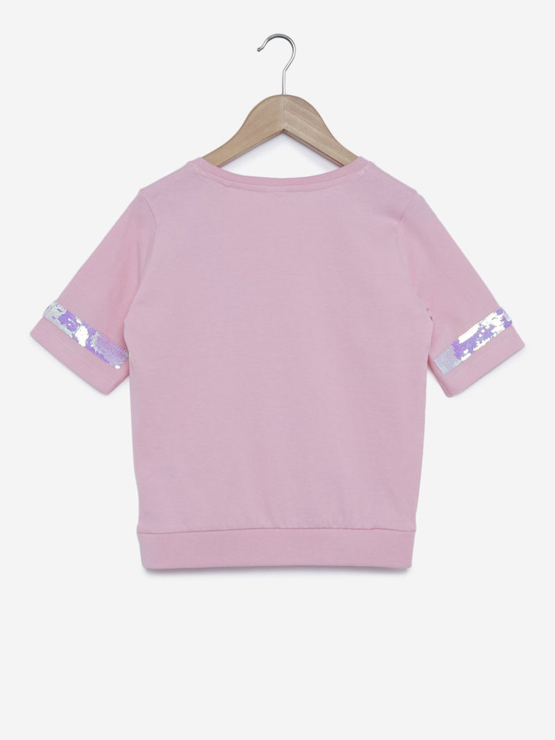 Y&F Kids Light Pink Reversible Sequin T-Shirt
