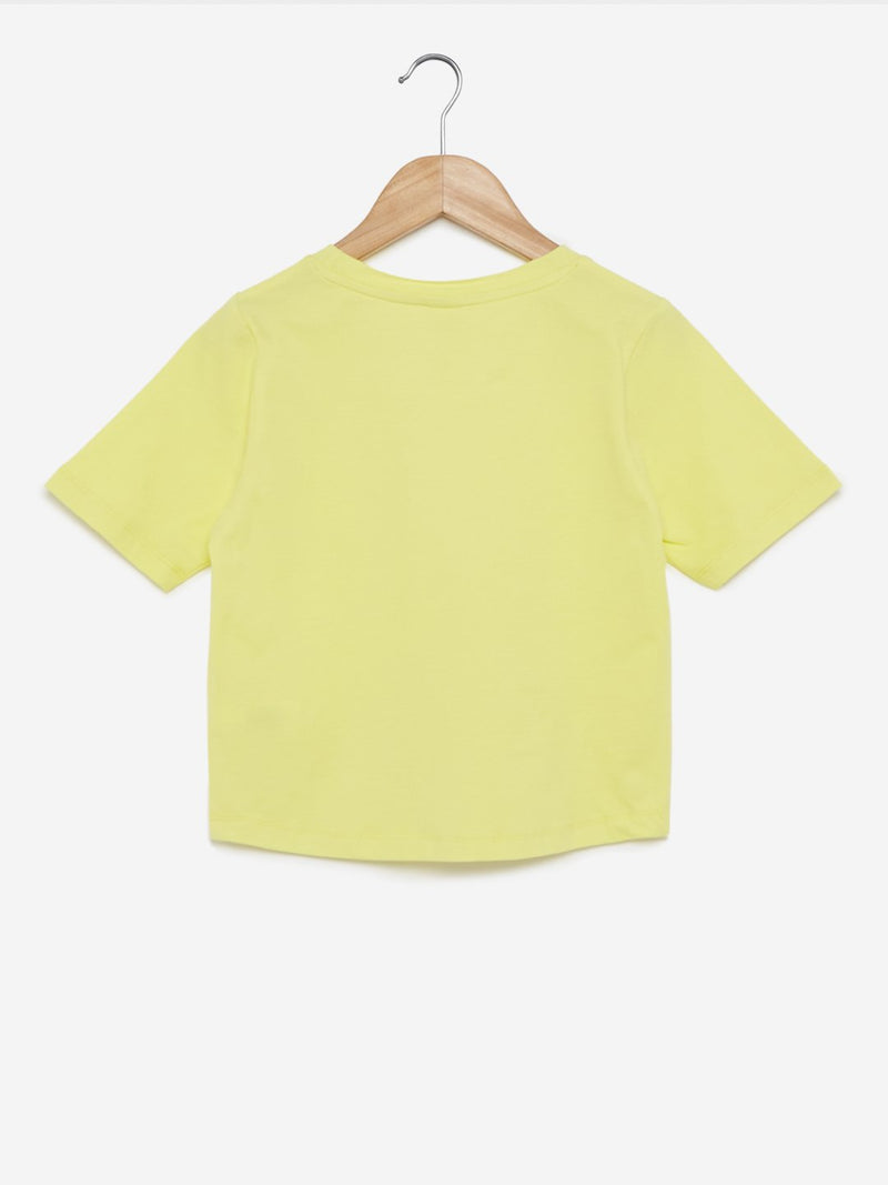 Y&F Kids Lime Sequinned Drupy T-Shirt