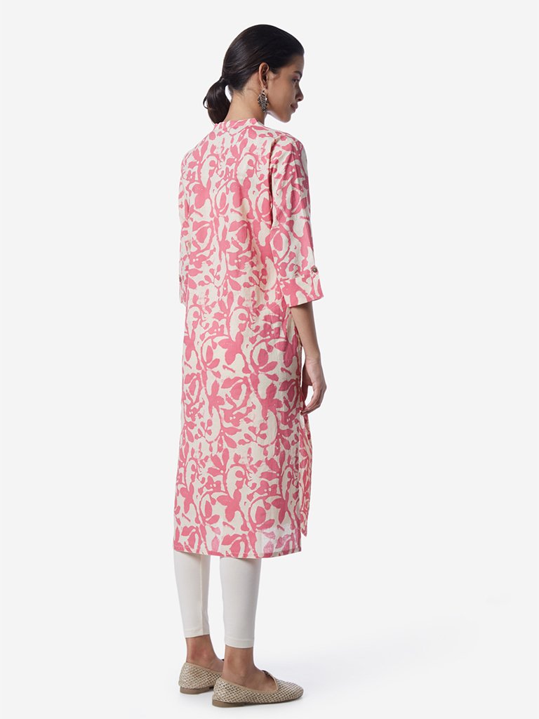 Utsa Blush Pink Printed Straight Kurta