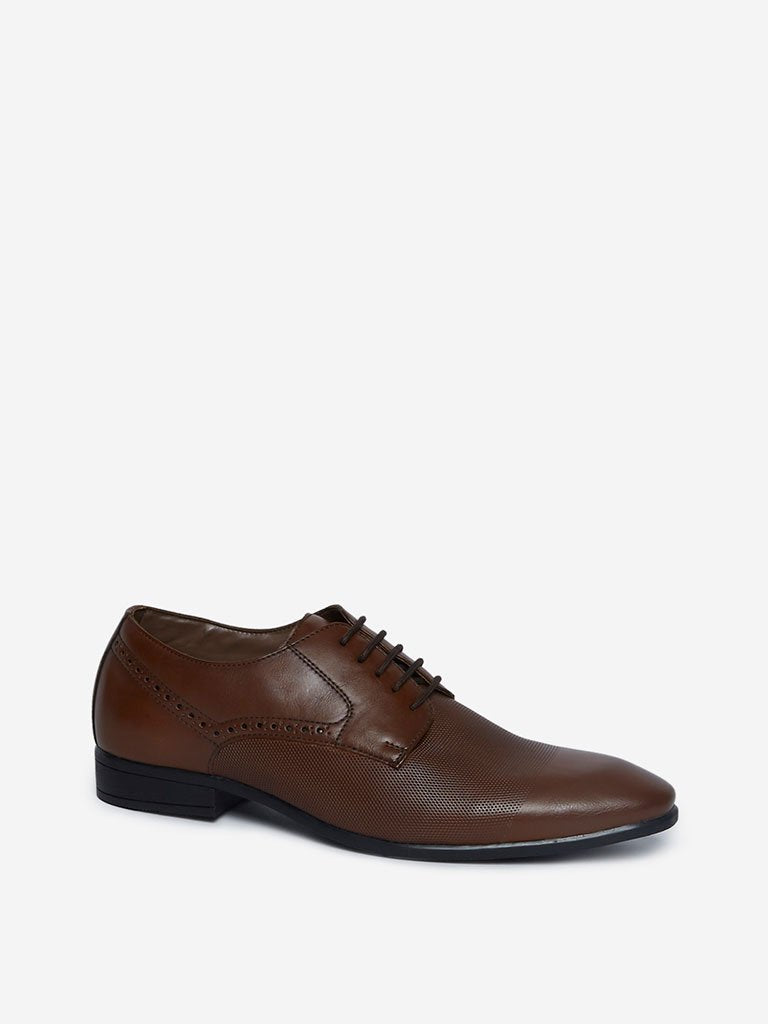 SOLEPLAY Tan Faux Leather Derby Shoes
