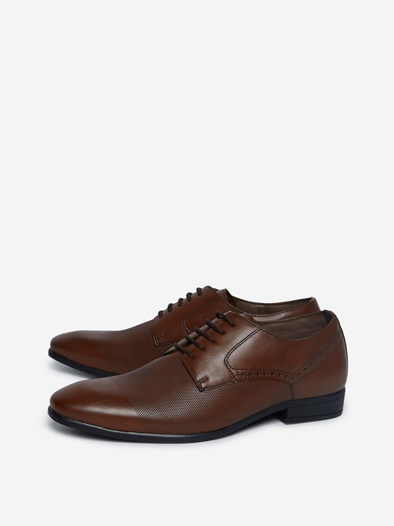 SOLEPLAY Tan Faux Leather Derby Shoes