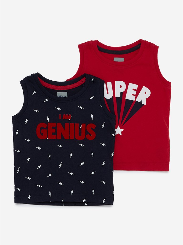 Baby HOP Navy Genius Tank T-Shirts Set Of Two