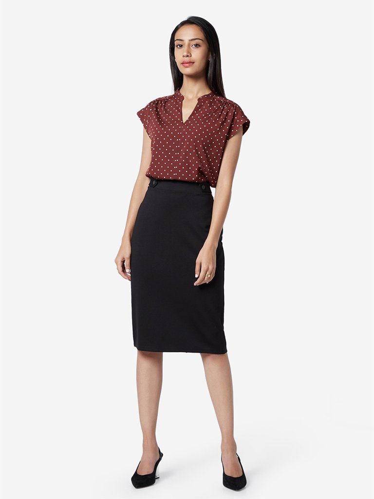 Wardrobe Brown Polka Dotted Tessa Top