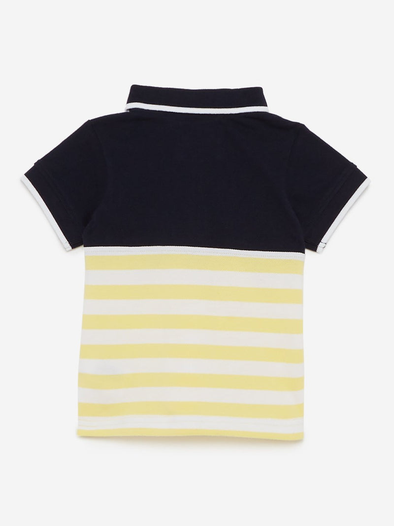 Baby HOP Navy Colour-Blocked Polo T-Shirt
