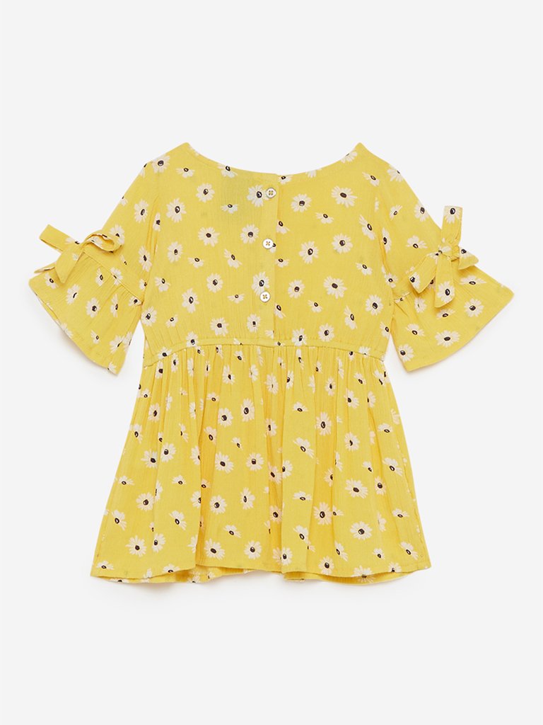 Baby HOP Yellow Floral Print Flara Dress