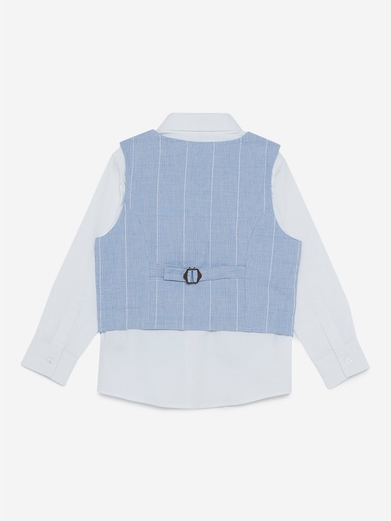 HOP Kids Light Blue Shirt And Waistcoat Set