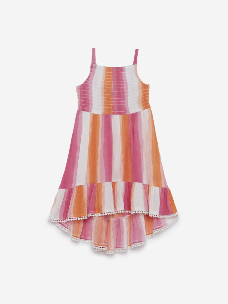 HOP Kids Multicolour Striped Tiered Dress
