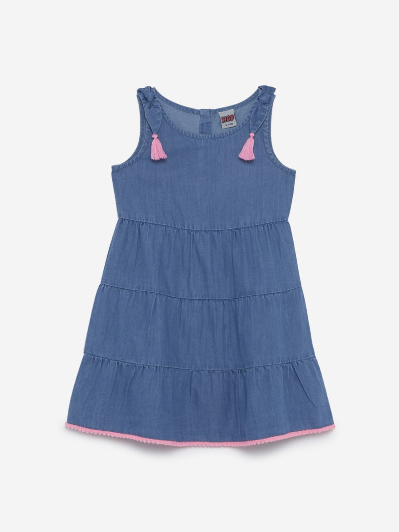 HOP Kids Blue Tiered Denim Dress