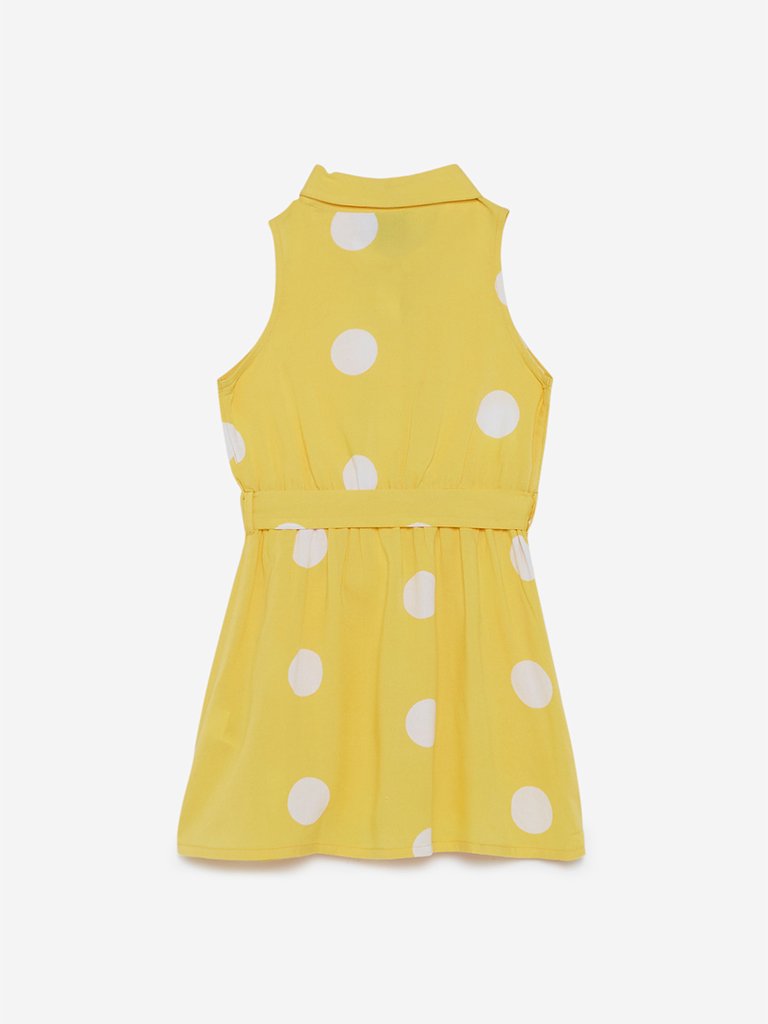HOP Kids Yellow Polkadot Dress With Belt