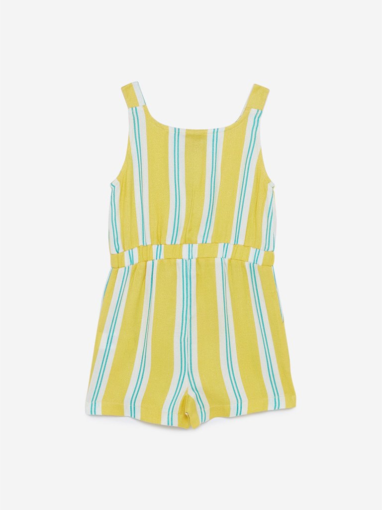 HOP Kids Yellow Striped Jumpsuit