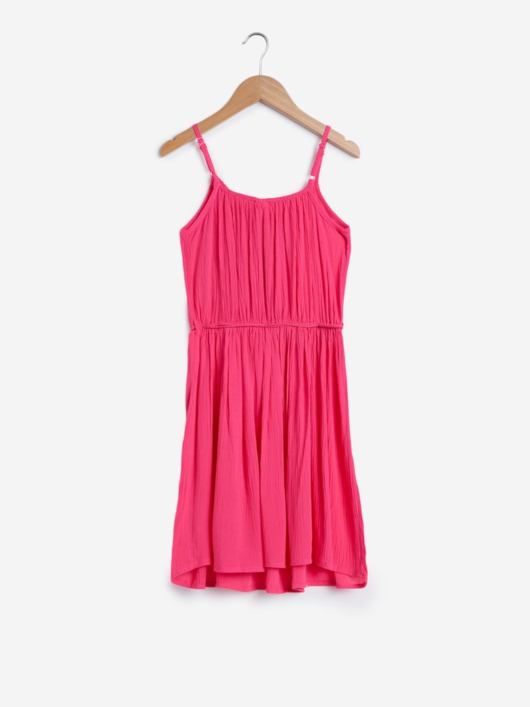 Y&F Kids Fuchsia Ziama Dress With Belt