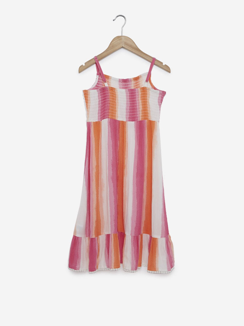 Y&F Kids Multicolour Striped Tiered Dress