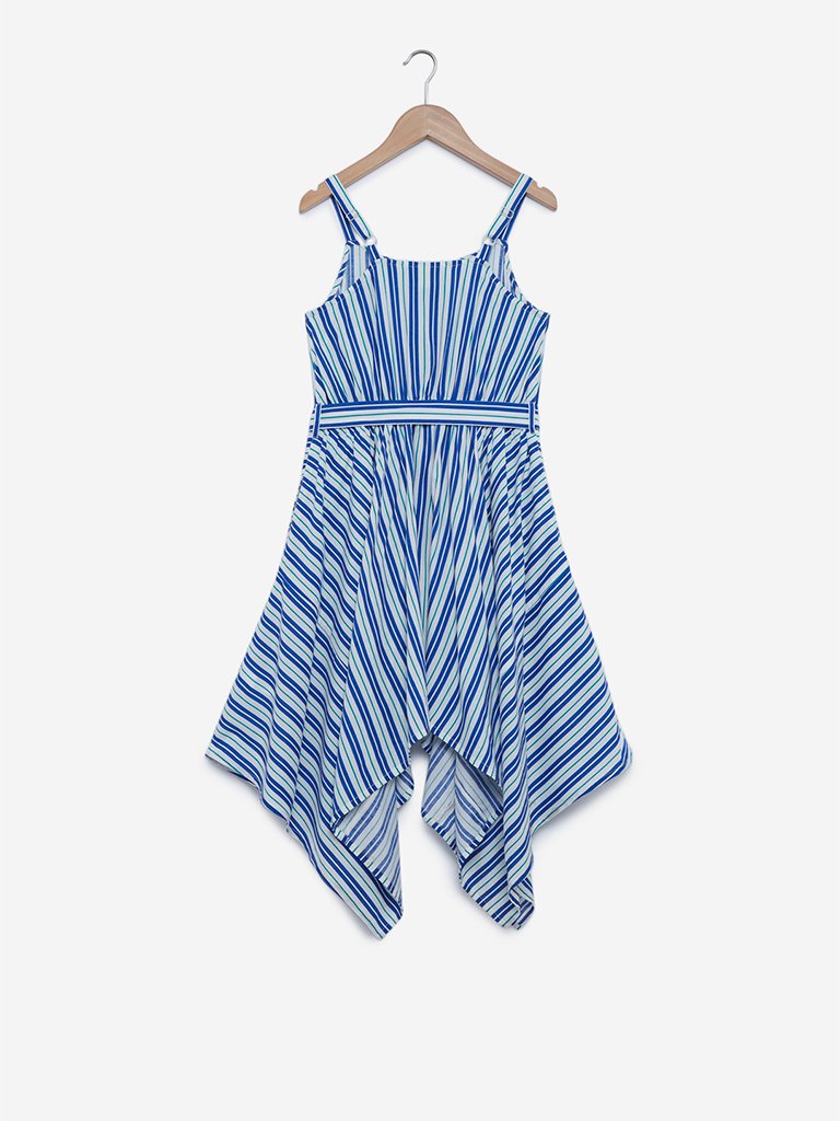 Y&F Kids Blue Striped Zia Dress