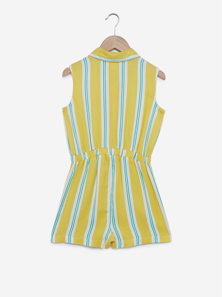 Y&F Kids Yellow Striped Jumpsuit