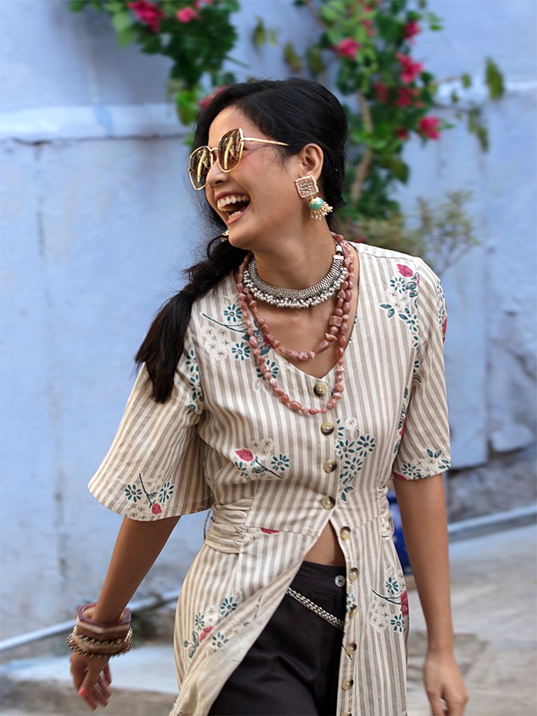 Bombay Paisley Off White Fit-And-Flare Dress