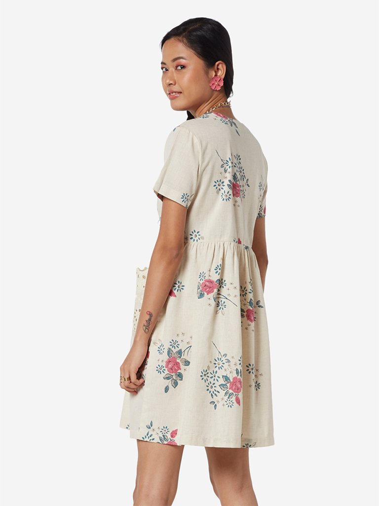 Bombay Paisley Off White Fit-And-Flare Dress