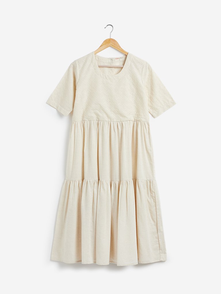 Bombay Paisley Off-White Tiered Dress