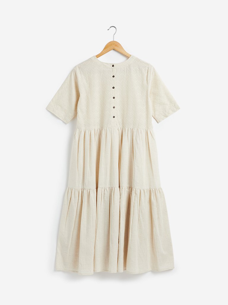 Bombay Paisley Off-White Tiered Dress