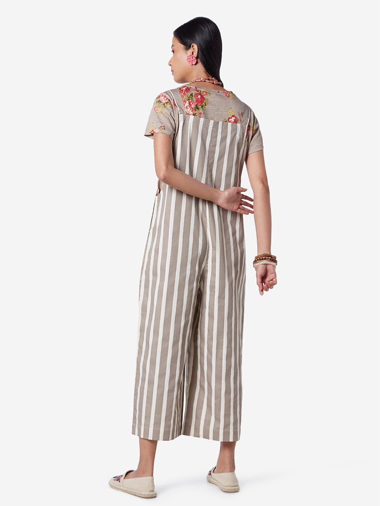 Bombay Paisley Light Brown Striped Dungarees