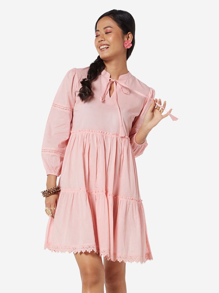 Bombay Paisley Light Pink Ruffled Dress