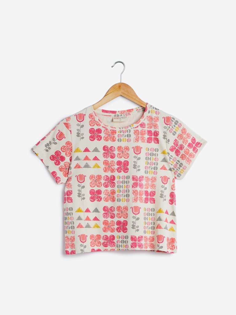 Bombay Paisley Off-White Printed Crop-Top