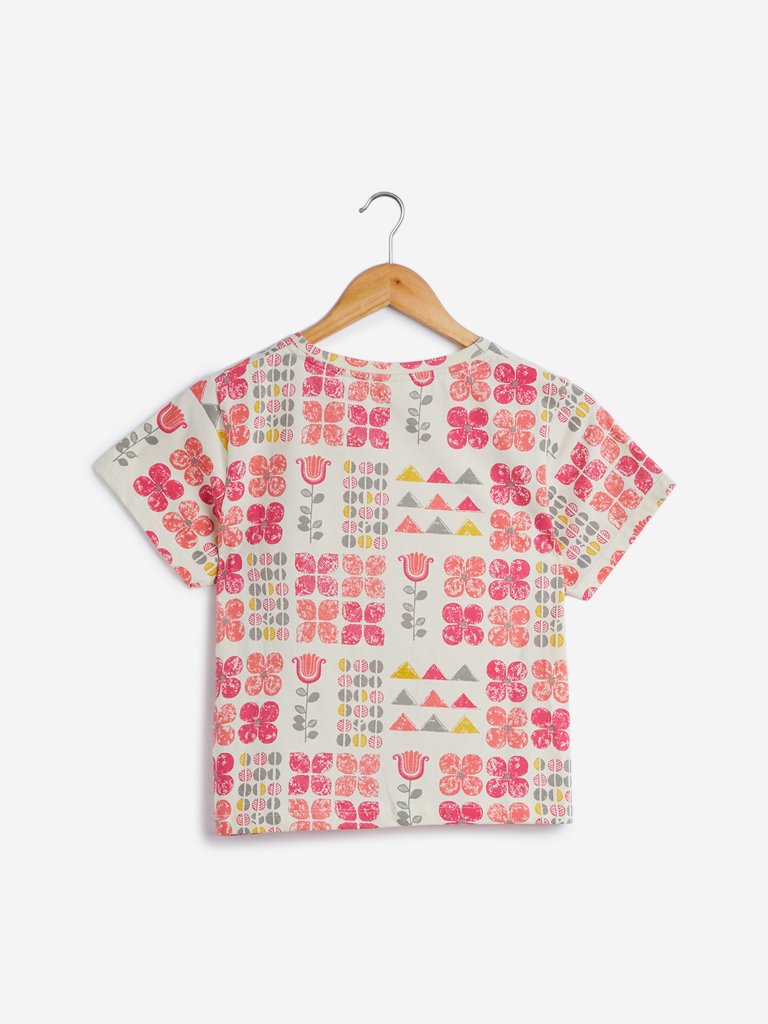 Bombay Paisley Off-White Printed Crop-Top