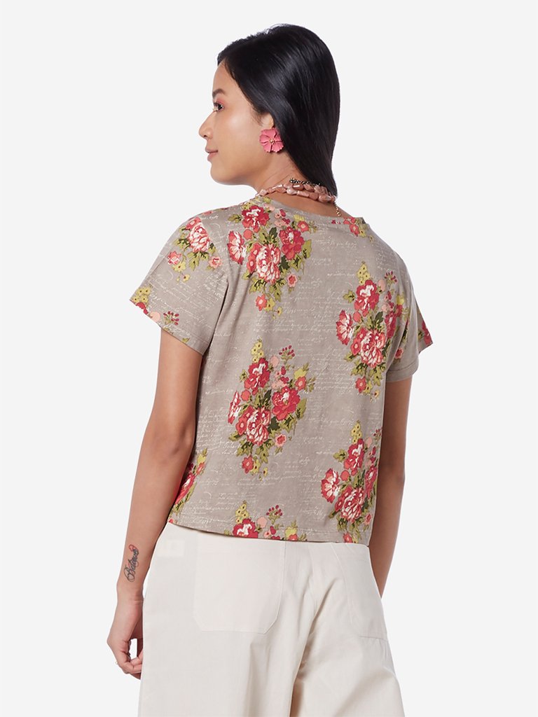 Bombay Paisley Light Brown Floral T-Shirt