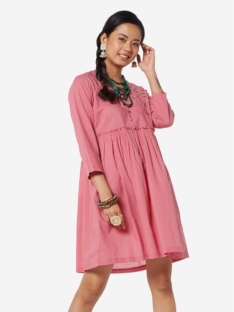 Bombay Paisley Dark Pink Fit-And-Flare Dress